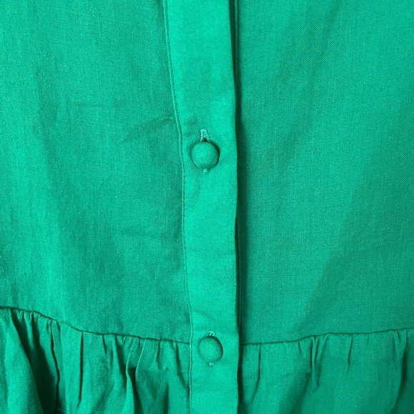 EMMA & GAIA Red Label 100% Cotton Green 3/4 Sleeve Button Up Shirt Dress Italy 8 - Picture 6 of 16